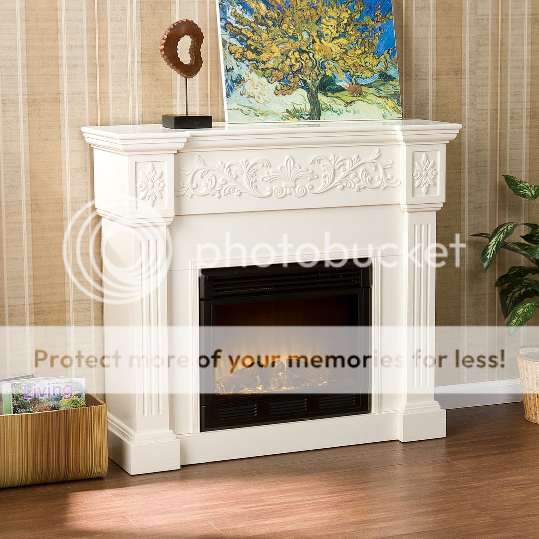 Shabby Antique White CHIC ELECTRIC FIREPLACE TV eBay